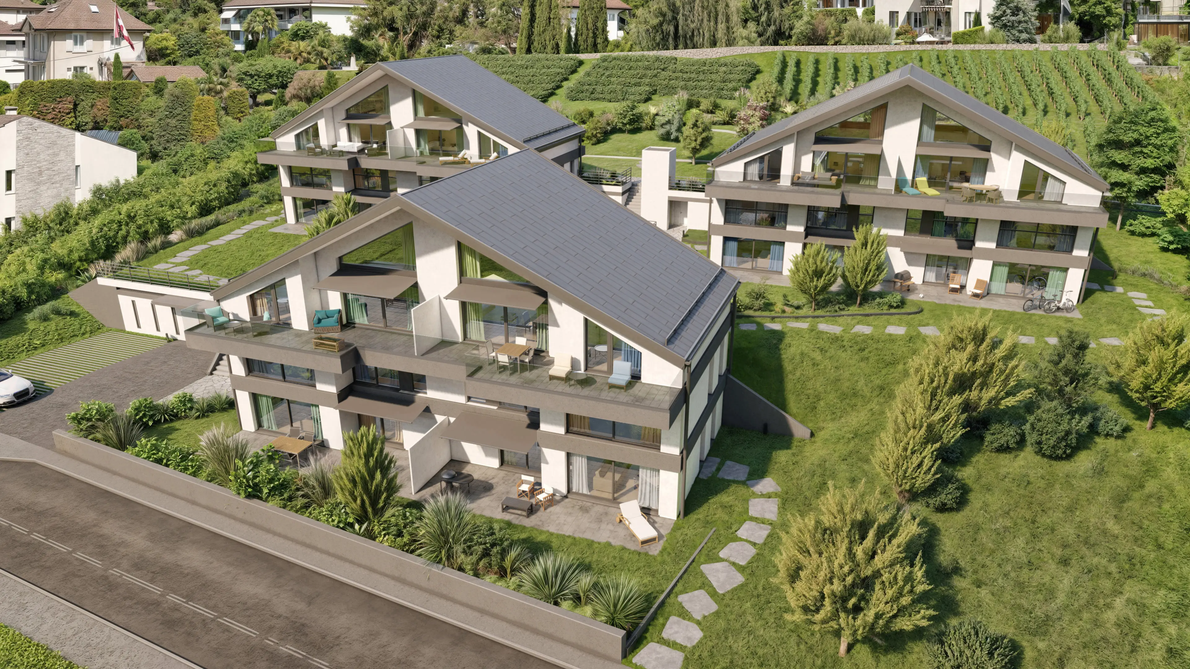 Photo du quartier des trois immeubles